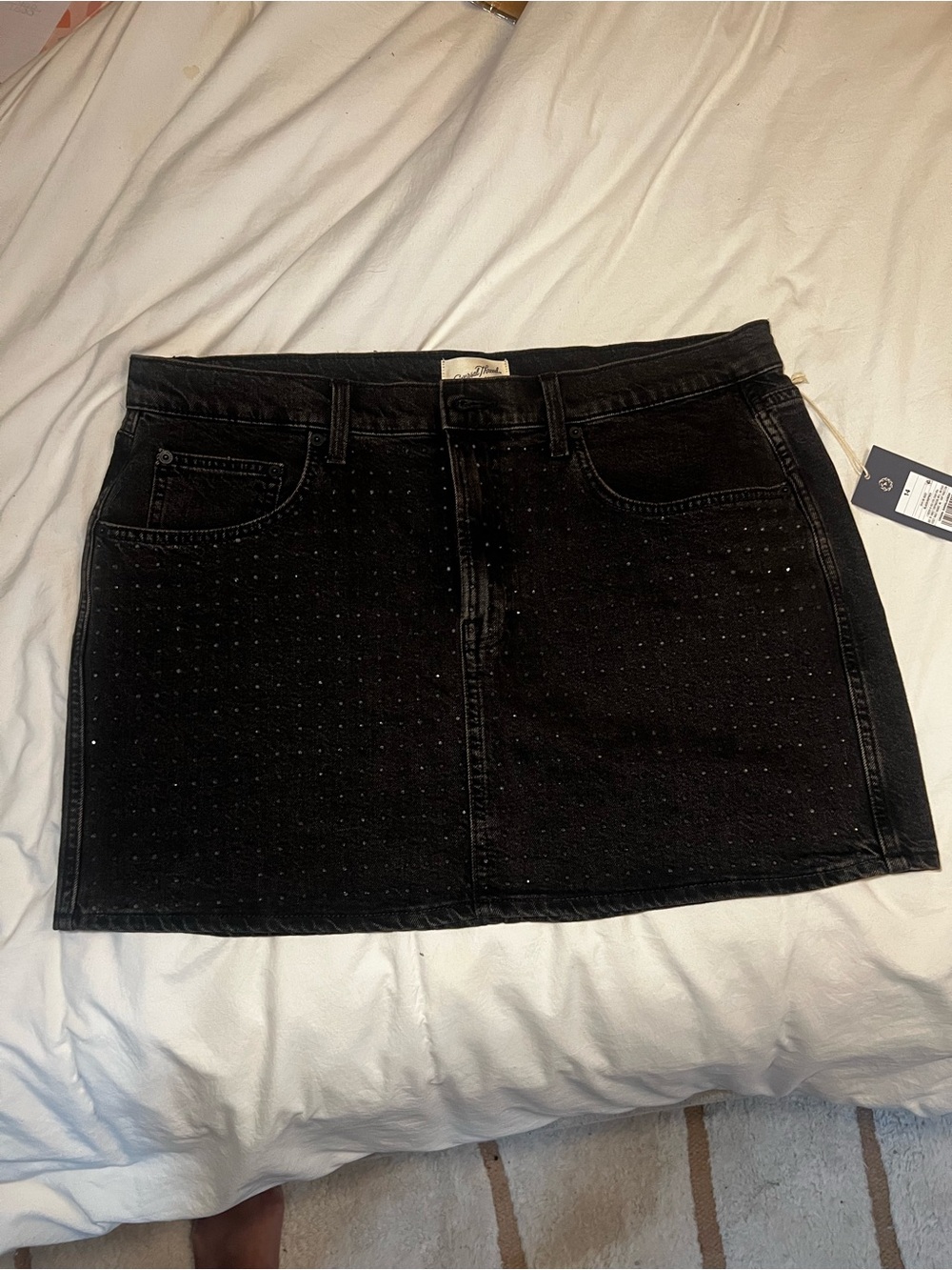 Universal Thread Black Studded Denim Mini Skirt